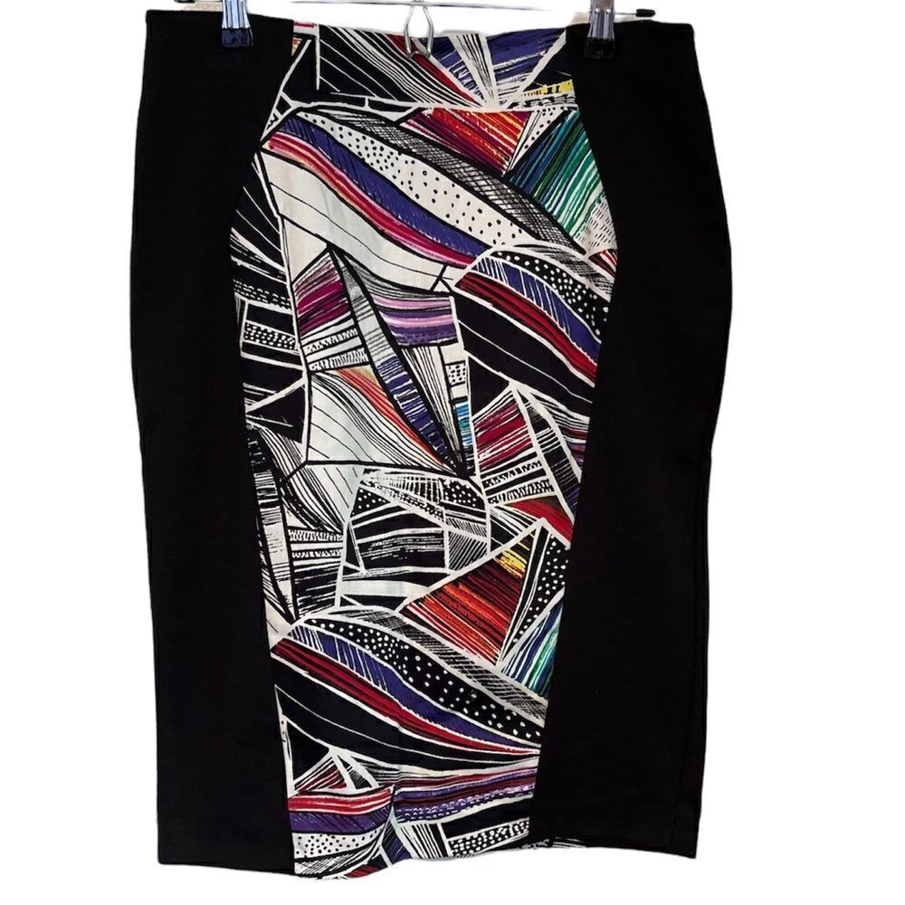 LIMITED COLLECTION Geometric Colorful Cotton Pencil Skirt.Size UK 12 =M
